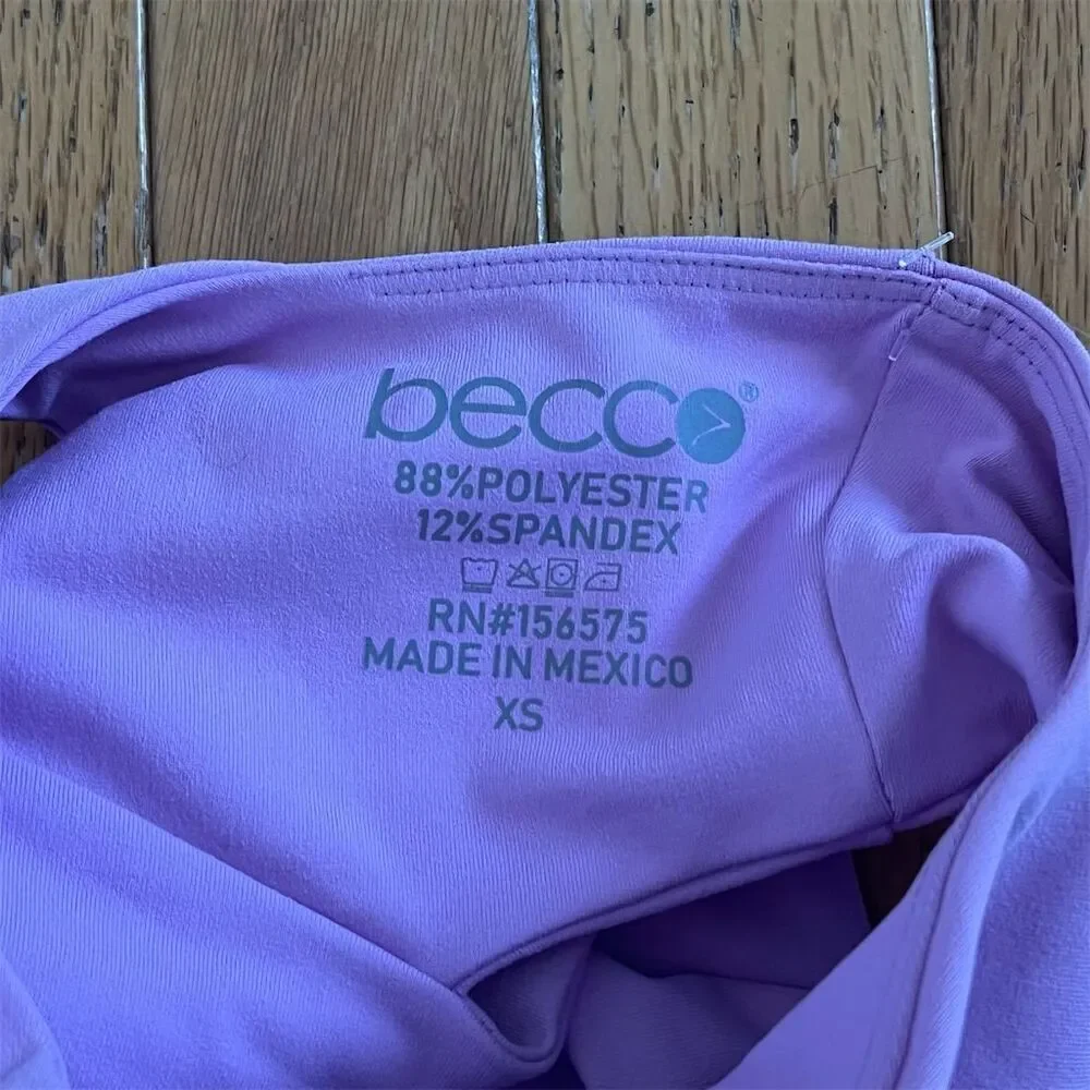Becco Women's XS Purple High Neck Crop Tank Top Racerback - Picture 4 of 5